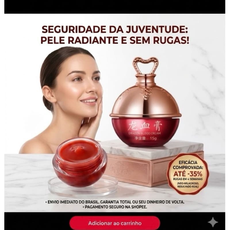 Creme Facial Sangue De Dragão Retinol 15 gr Anti-Idade Firmador Clareador Coreano Hidratante Rugas Linhas De Expressão