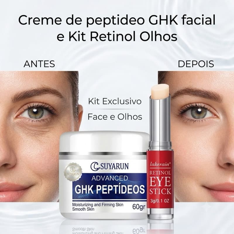 Peptídeos GHK C Creme Facial 60g Efeito Lifting  Rejuvenescedor Anti-Idade Clareador Manchas Rugas e Flacidez