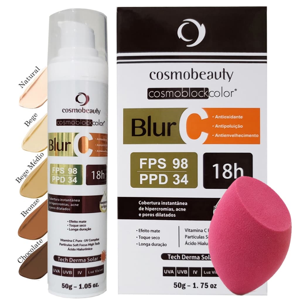 Blur C Cosmobeauty FPS98 Vitamina C Protetor Solar com Cor