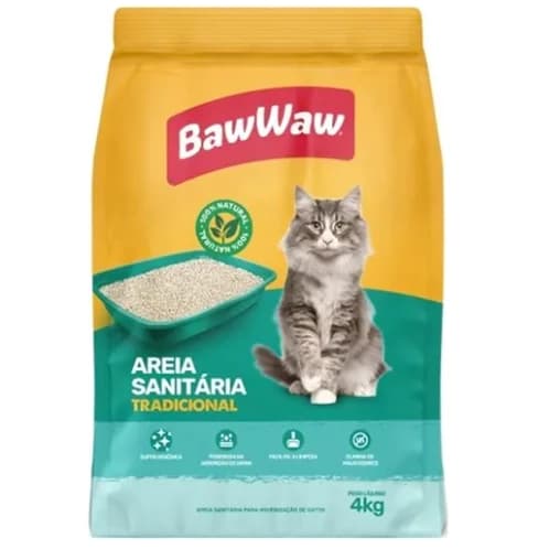 Kit 3 Areia Sanitária Baw Waw Areia Sanitária Tradicional Para Gatos 12kg