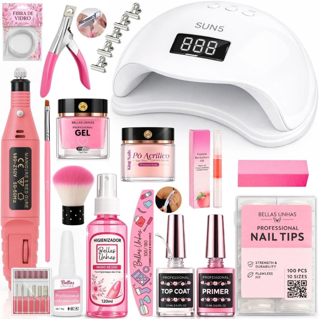 Kit Unhas Gel Completo Acrigel Acrílico Fibra Porcelana Unha Manicure Envio Imediato