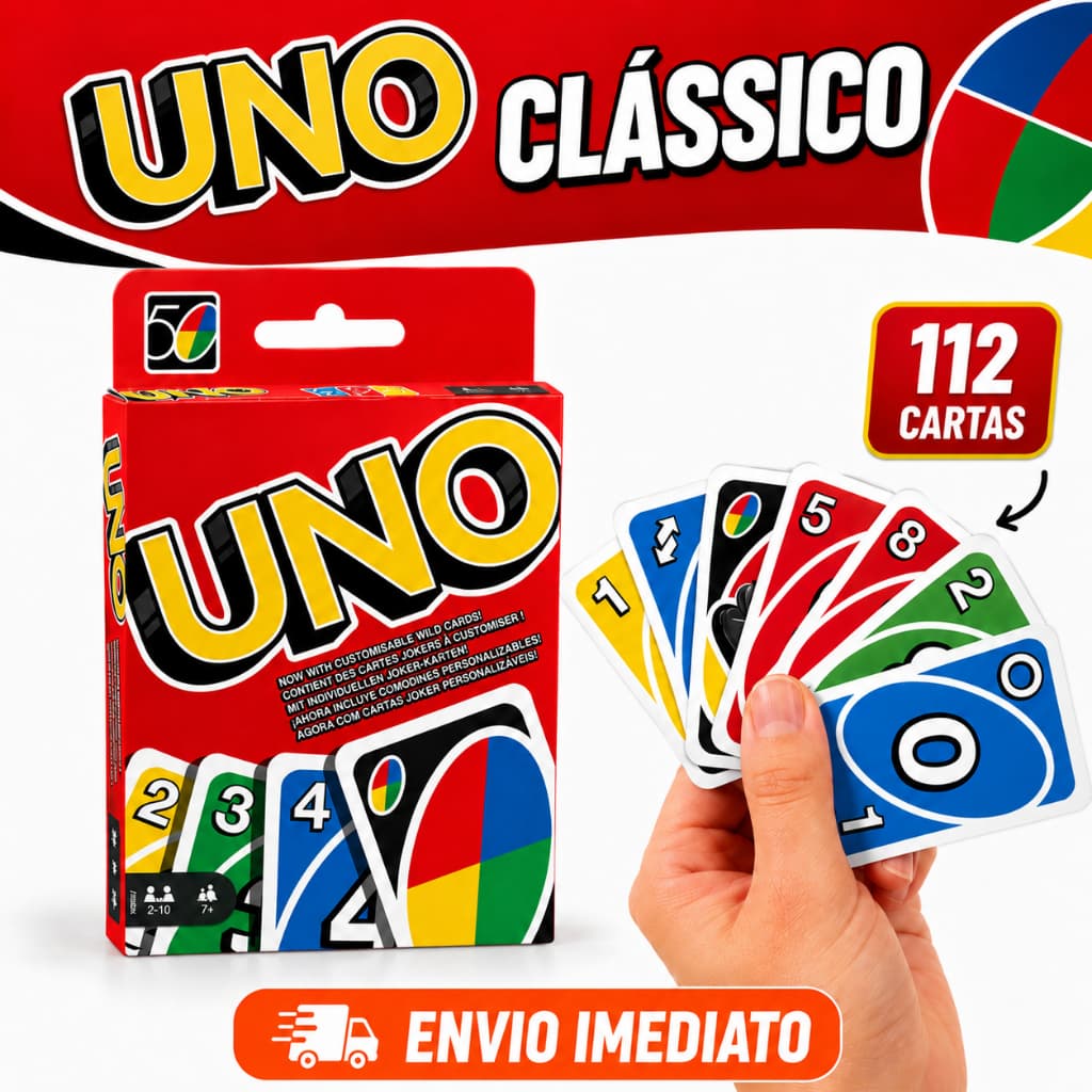 UNO Edição Clássica Jogo de Cartas - Alta Qualidade 112 Cartas Família Amigos