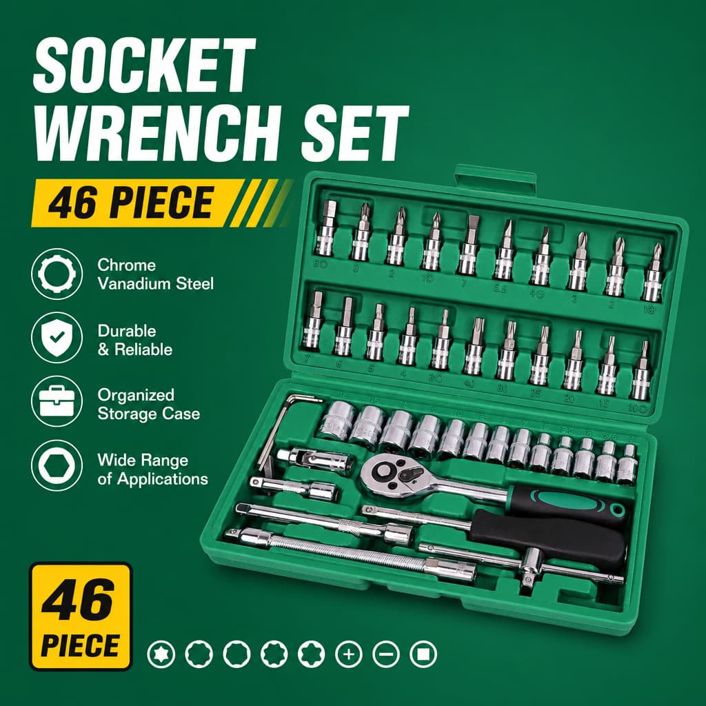 46/92 Pcs Ferramentas 46 PeçasJogo De Soquetes Chave Catraca ReversívelCom Maleta Jogo De Ferramentas Completo