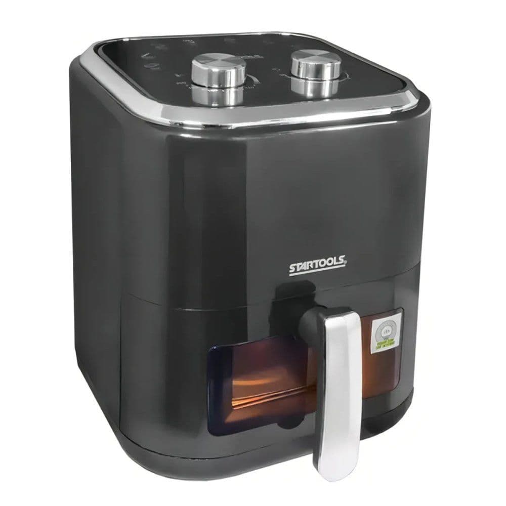 Air Fryer 5 Litros 220V 1350W Com Visor LED Fritadeira Elétrica Sem Óleo Antiaderente Preta