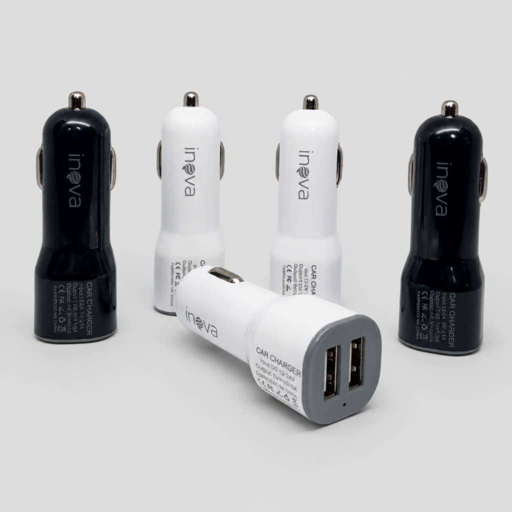 Carregador veicular 2 usb para celular automotivo inova originais