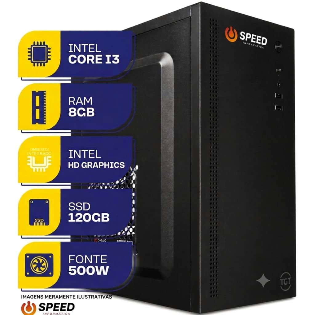 Computador Pc Intel Core I3 8gb Ram Ssd 120gb Fonte 500w