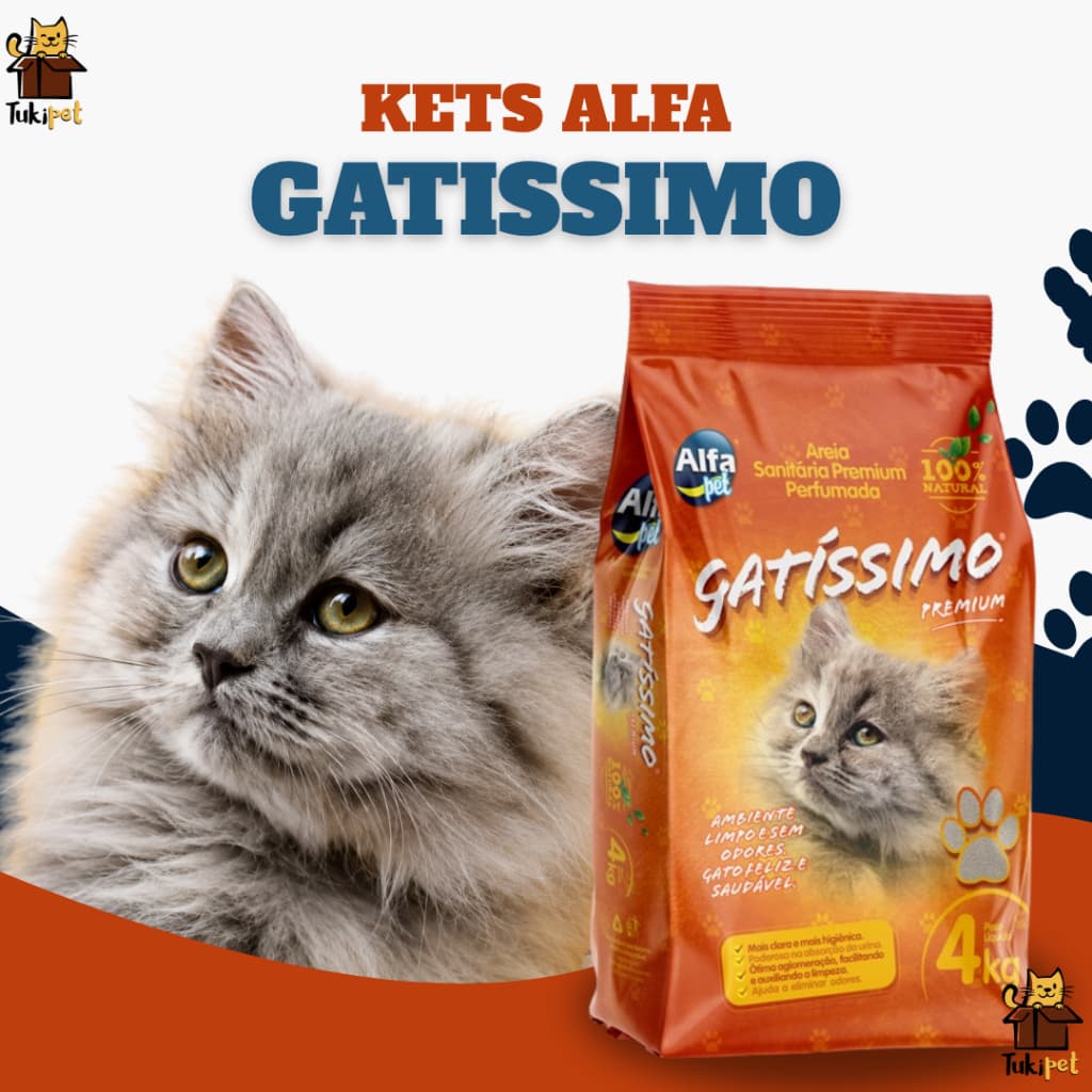 Areia Sanitária Higiênica Para Gatos Anti Odor Gatissimo Perfumada Pacotes de 4kg