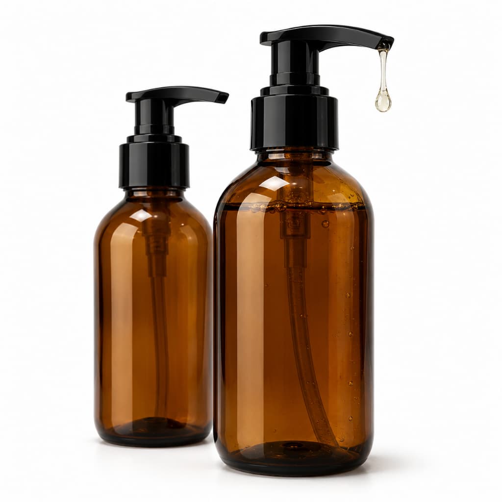 Kit Frasco PET Âmbar 250ml 500ml Válvula Pump Dispenser Sabonete Líquido Shampoo Condicionador Hidratante