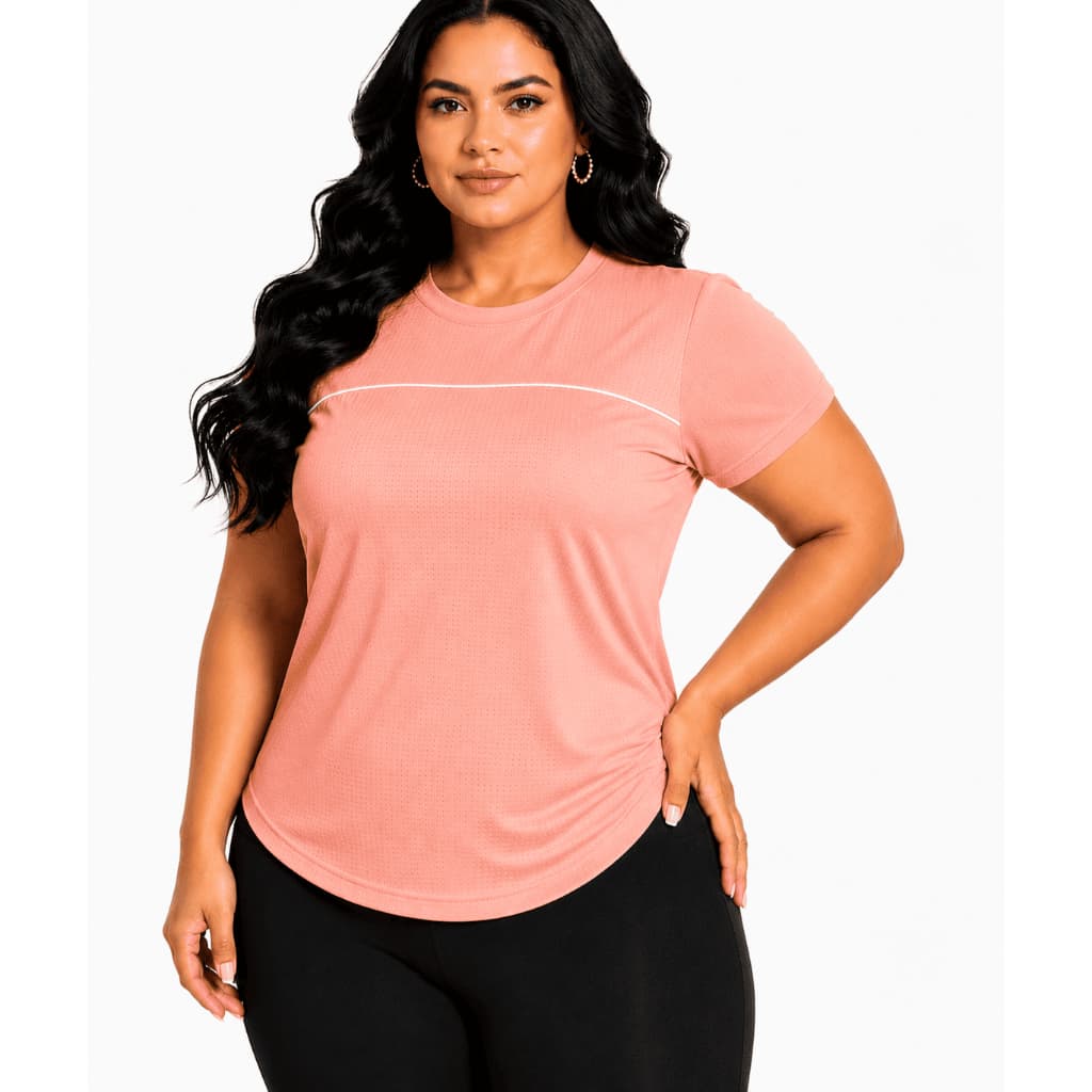 Camiseta Plus Size Fitness Feminina Manga Curta Academia roupa fitness feminina roupa de academia plus camiseta treino
