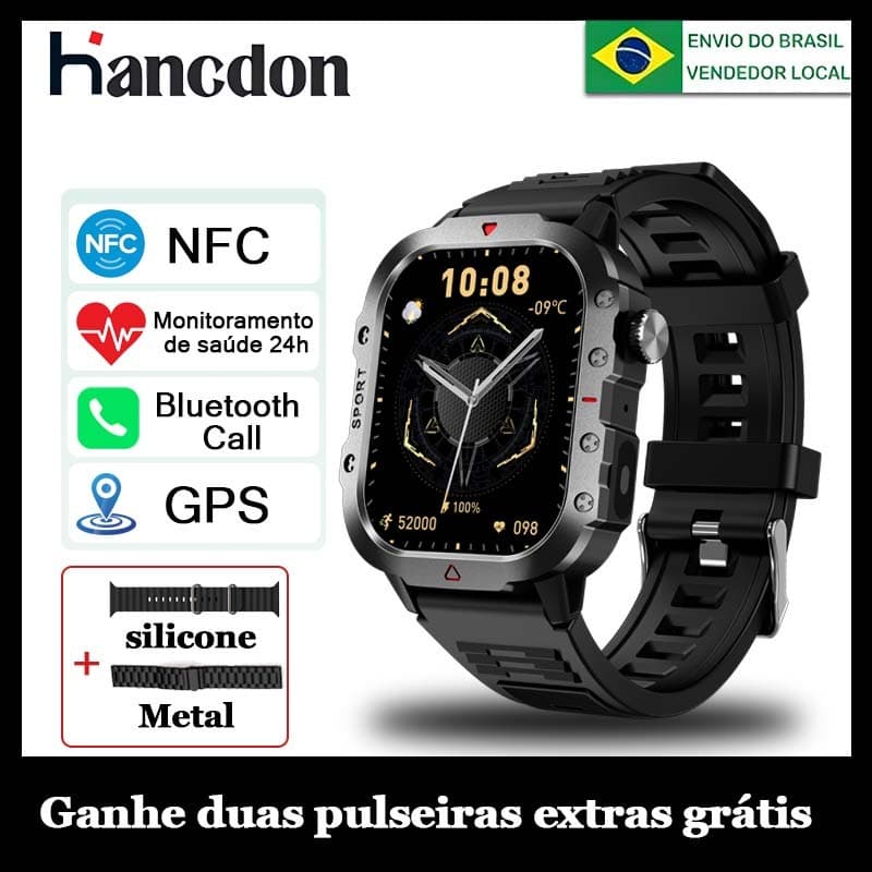 Relógio inteligente Hancdon H11 Smartwatch masculino 2.01‘’HD 100+Esportivo IP68 à Prova d'Água Chamada Bluetooth