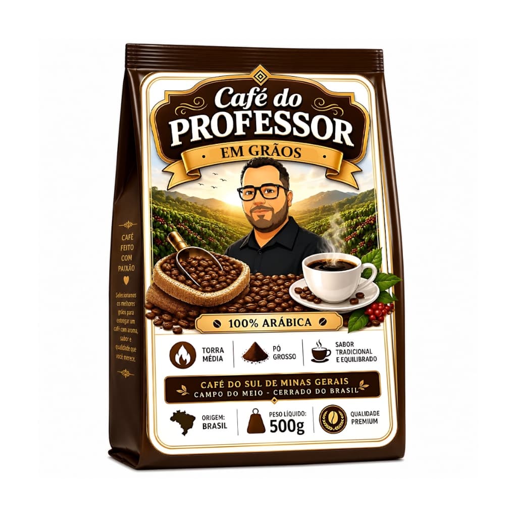 Café do Professor em Grãos 500g Torrado Café Fresco Aroma Intenso