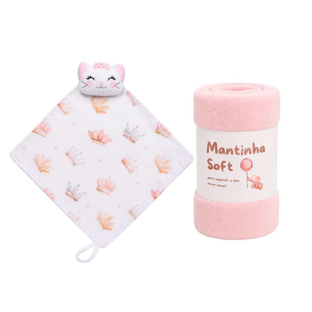 Kit Bebe Manta + Naninha Cheirinho Menino Menina Macia Soninho