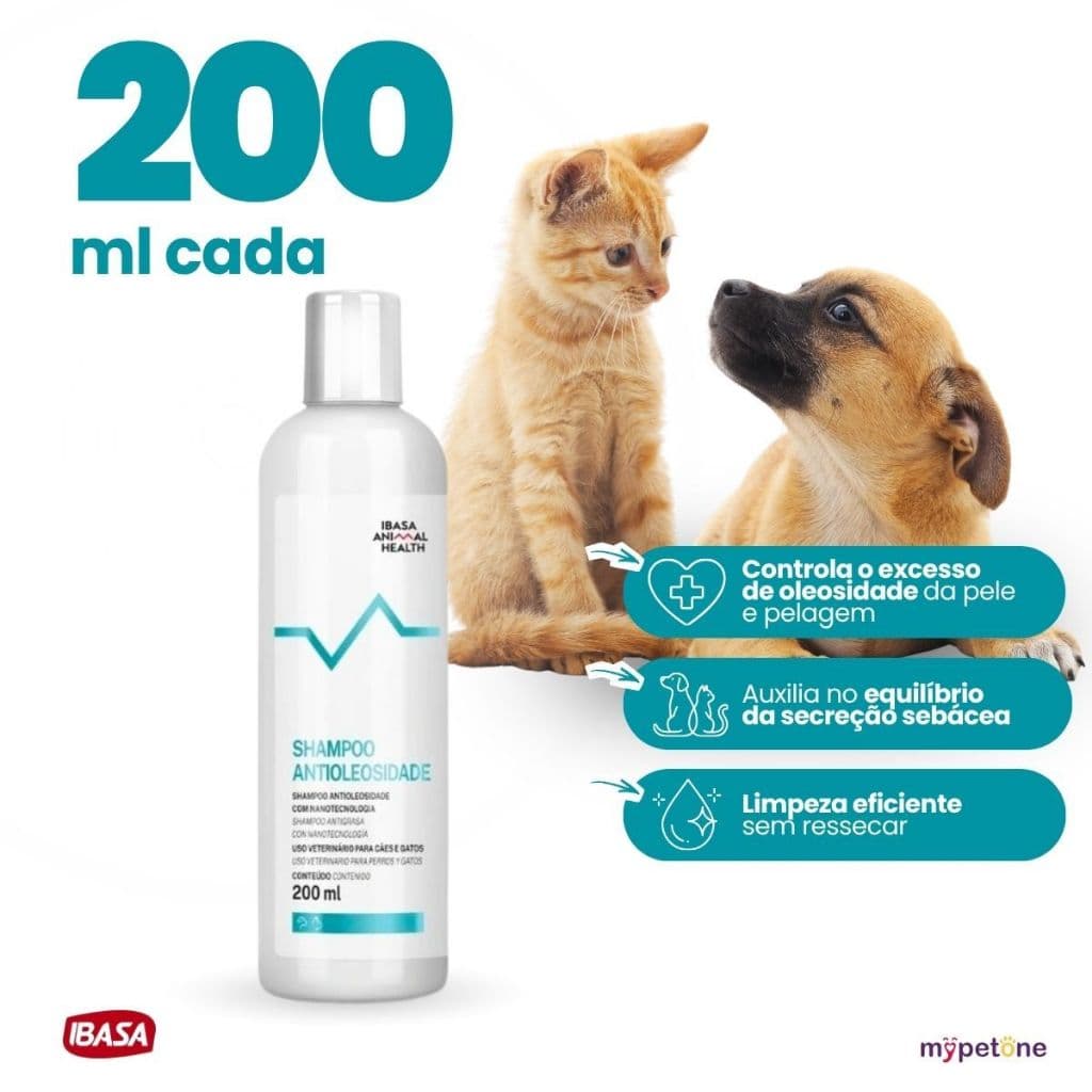 Shampoo Antioleosidade Para Cães E Gatos Ibasa 200ml