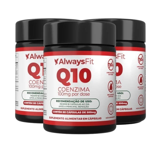 Coenzima Q10 AlwaysFit  | Ubiquinona + TCM + Vitamina E 100mg | 60 Cápsulas - 3 Unidades