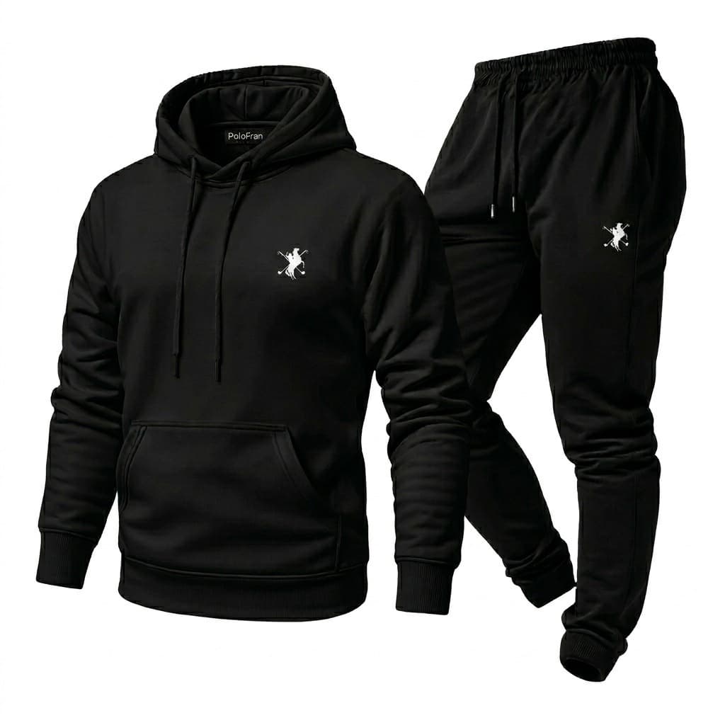 Conjunto Moletom Unissex Estampado Polo Fran Original Calça e Blusa Com Capuz Bolso Canguru