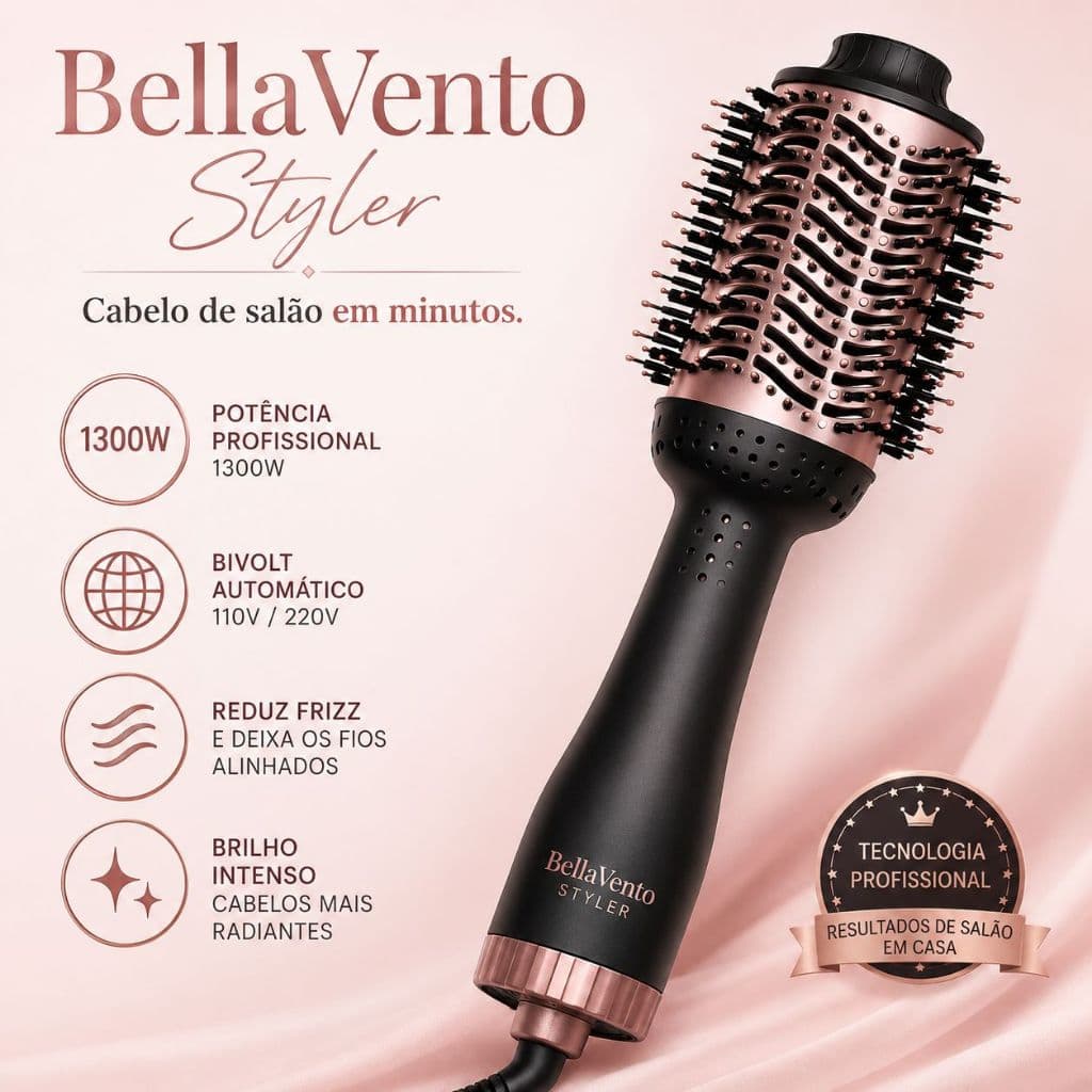 Escova Secadora De Cabelo Profissional Bivolt Potente 1300w Prática Modeladora