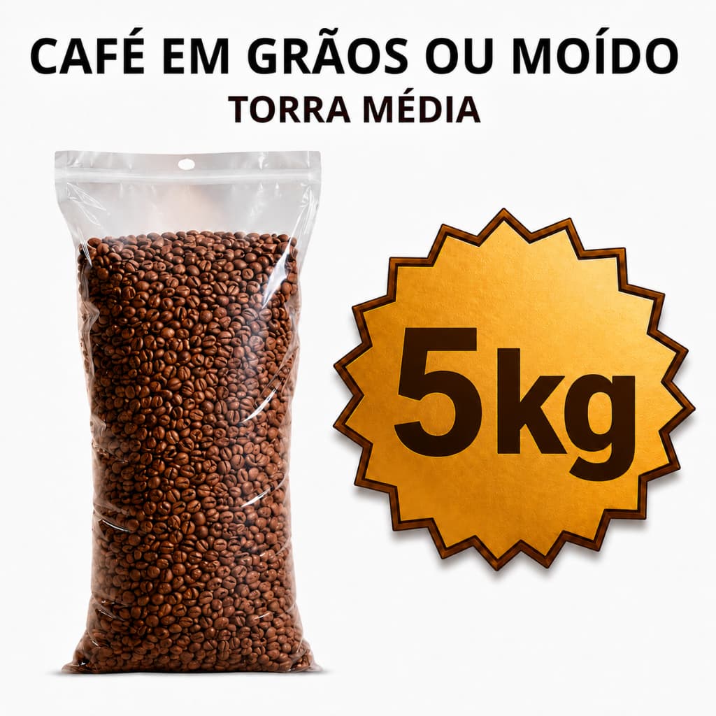Café Gourmet 5kg Torra média 100% Arábica em Grãos ou Moido kit Dimoa