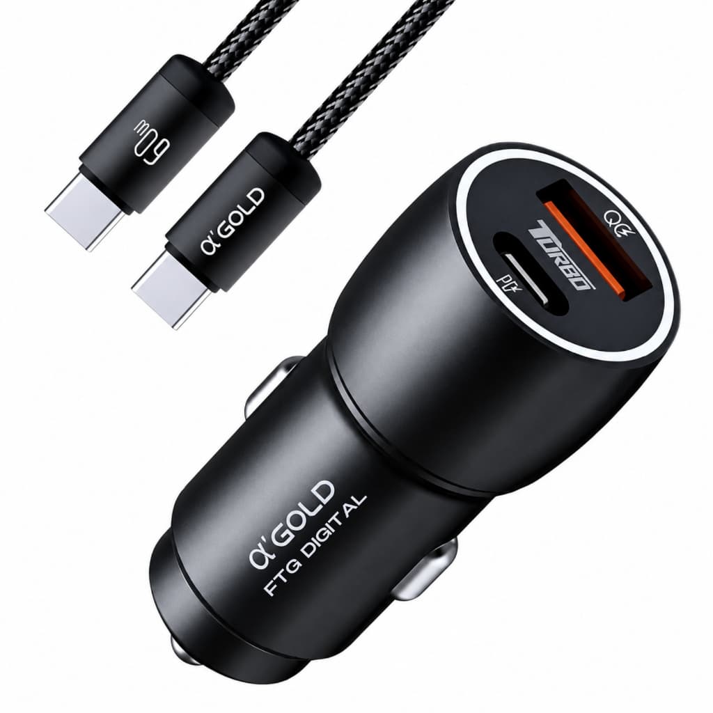 Carregador Veicular Turbo 60w Usb Tipo C Celular Rápido Para Carro