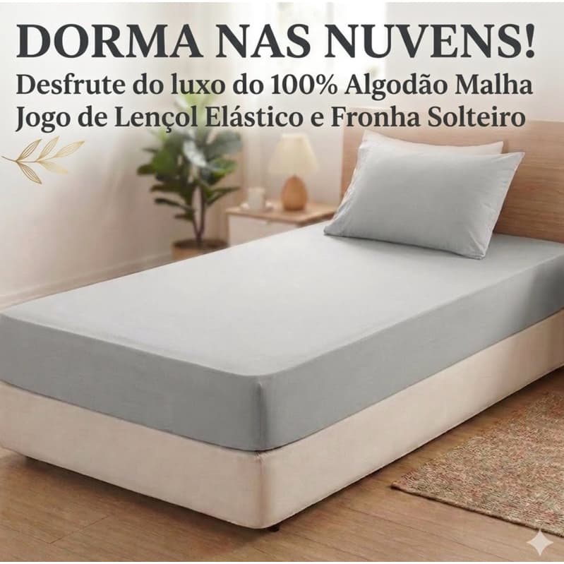 Jogo Lençol SOLTEIRO 0,88x1,88 MALHA 100% Algodão Macio Premium - Toque Suave Confortável Resistente l