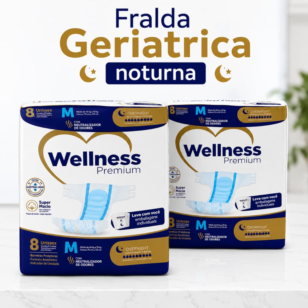 Fralda Geriátrica Premium Noturna Com Neutralizador De Odor Tamanho M