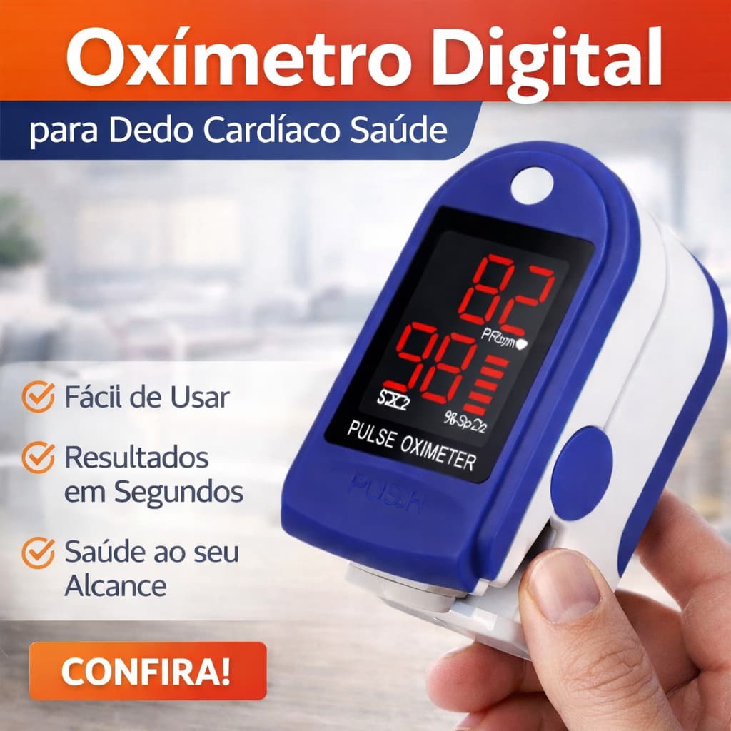 Oximetro de Dedo Digital Medidor de Saturação Oxigênio no Sangue Prevenção