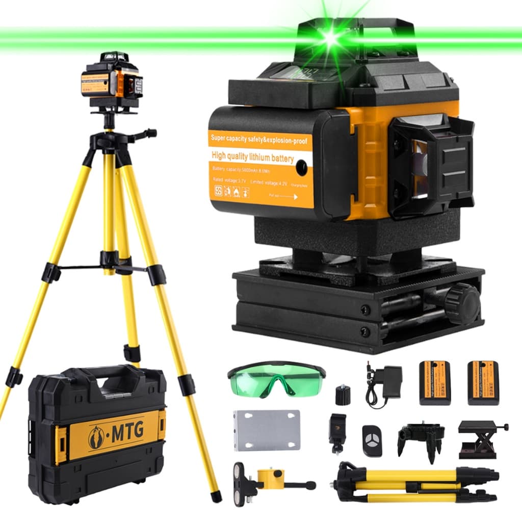Nível Laser 16 Linhas  2 Baterias, Tripé, Carregador, Maleta – p/ Pisos e Porcelanatos