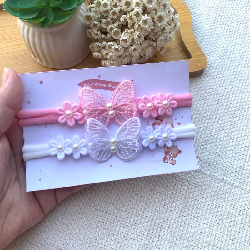Kit Faixinha de Bebê Borboleta Jardim Encantado Lacinho Bebê  Enxoval maternidade e Ensaios