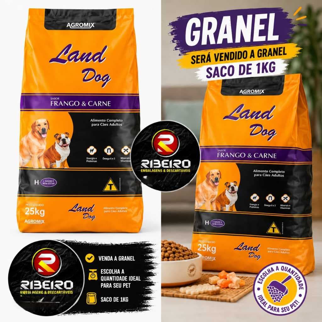Ração Para Cachorro GRANEL LAND DOG Agromix para Cães Sabor Frango e Carne( 1KG )