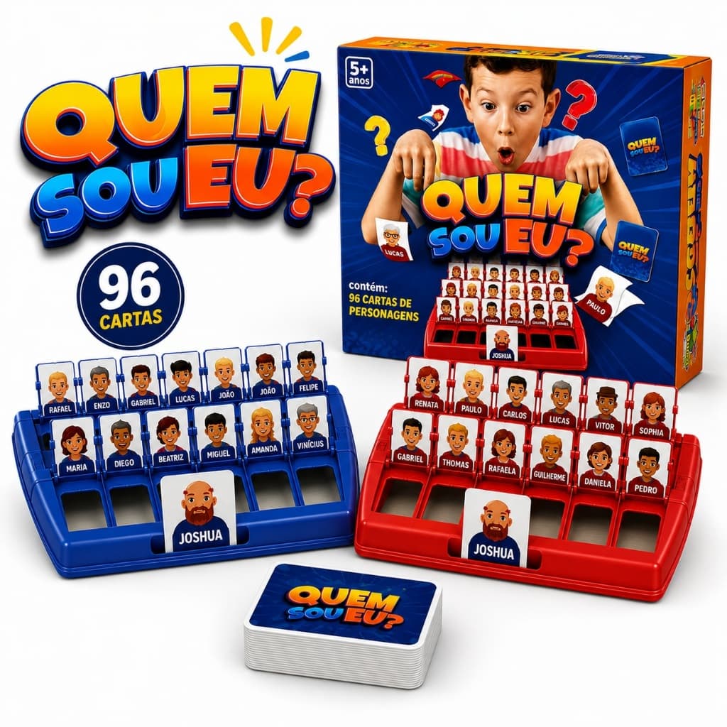 Jogo Quem Sou Eu Jogo Tabuleiro Educativo Cartas de Adivinhar Diversão em Família Brinquedo para Crianças e Festa