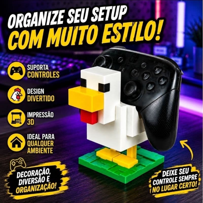Suporte para Controle de Videogame universal playstation 4 & 5 xbox e nintendo switch pro – Galinha minecraft