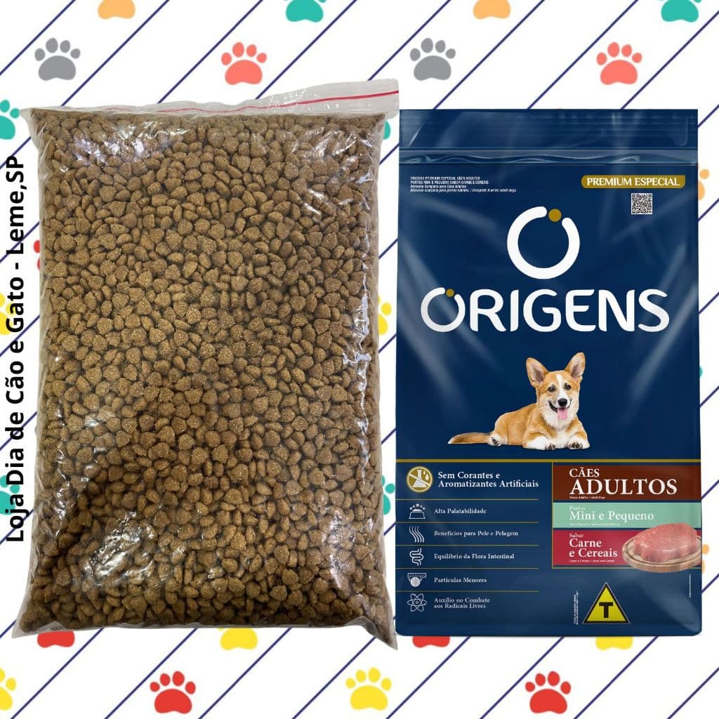 GRANEL 1KG - Ração Origens ADULTOS CARNE Premium Especial - Cachorros Mini e Pequeno Porte