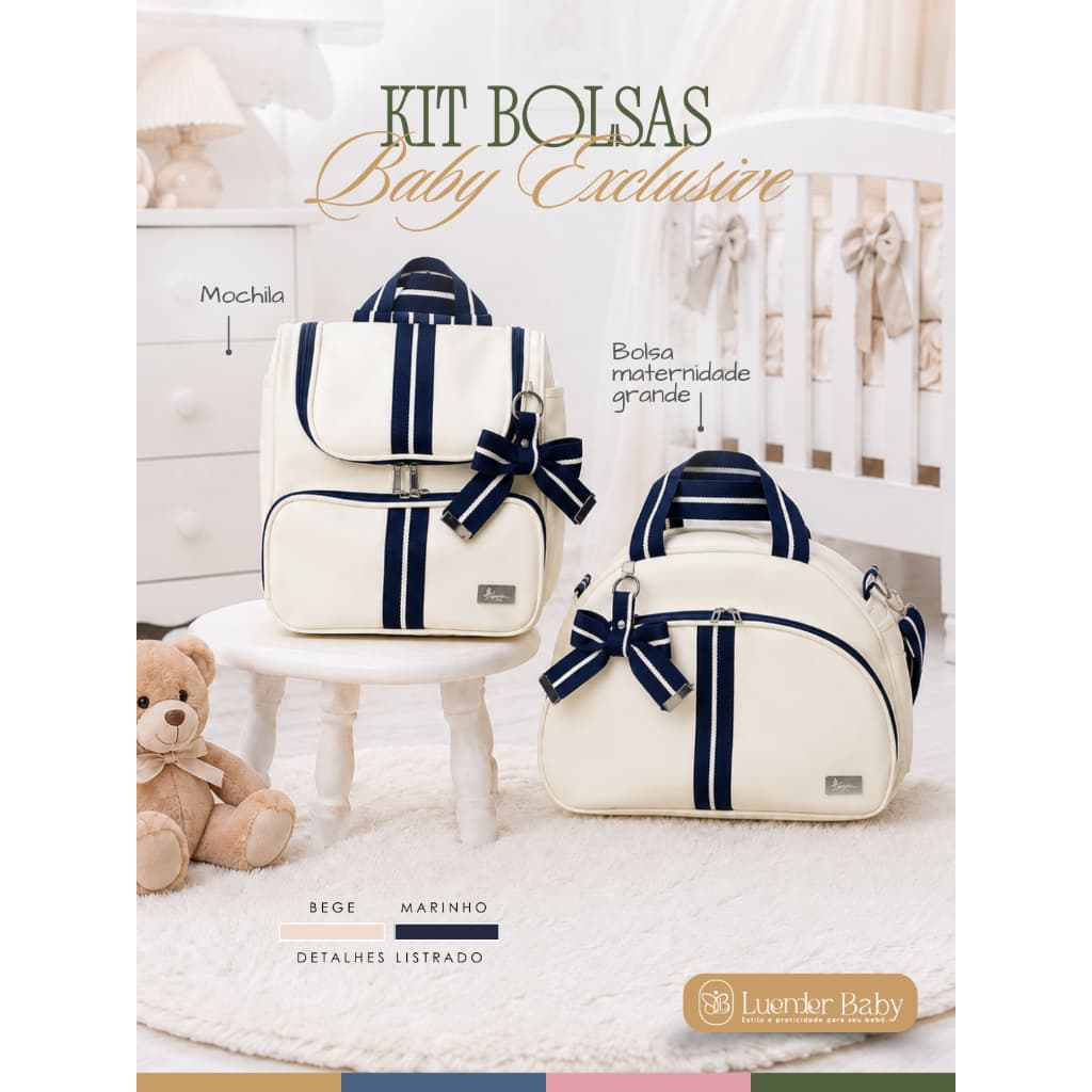 Bolsa Maternidade Kit de Luxo Mala 2 Peças Completo Enxoval Luender Baby Exclusive