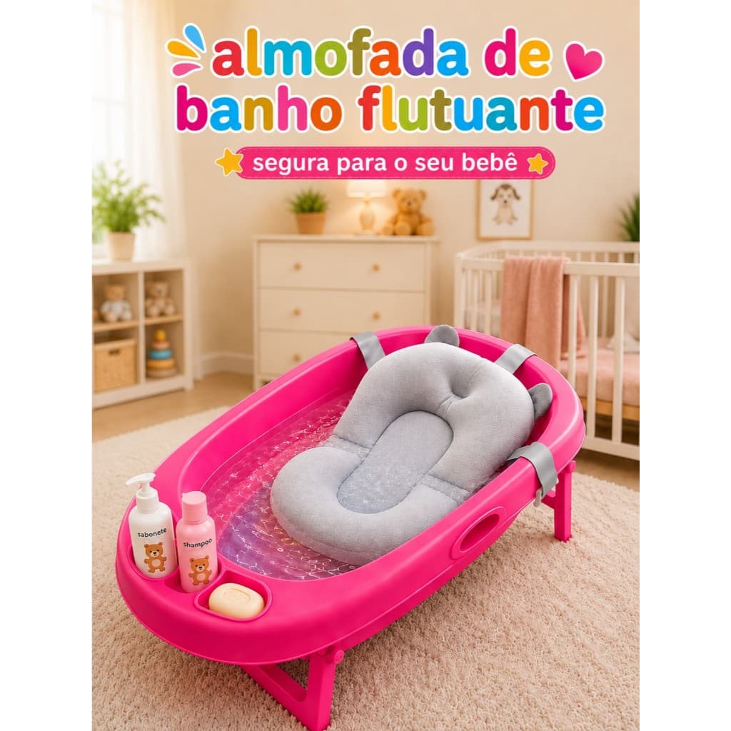 Almofada para Banheira de Bebê Flutuante Regulável com Trava