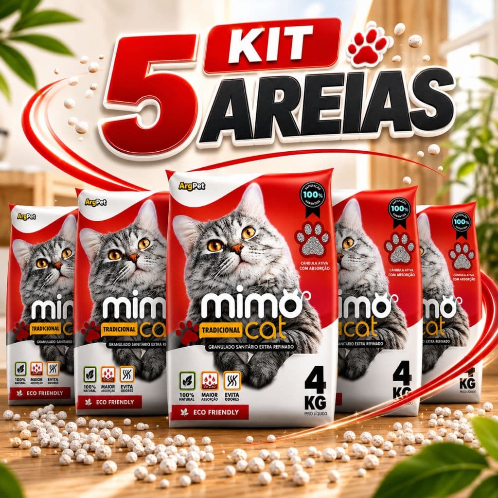 Kit 20kg Areia Sanitária Mimo Cat para Gatos I Higiênica Anti Odor