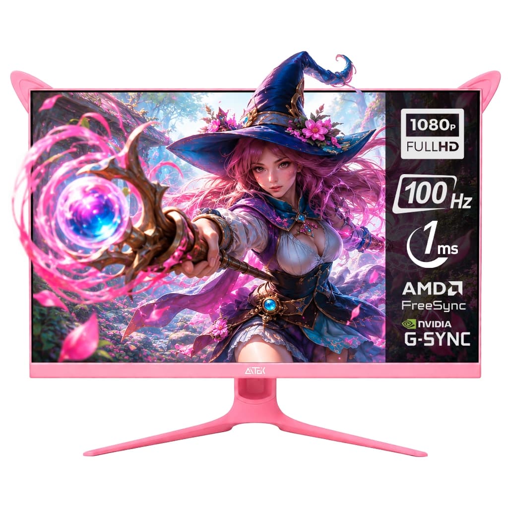 Monitor Gamer 27” Rosa 100Hz 1ms Full HD Led RGB AMD FreeSync HDMI VGA Áudio