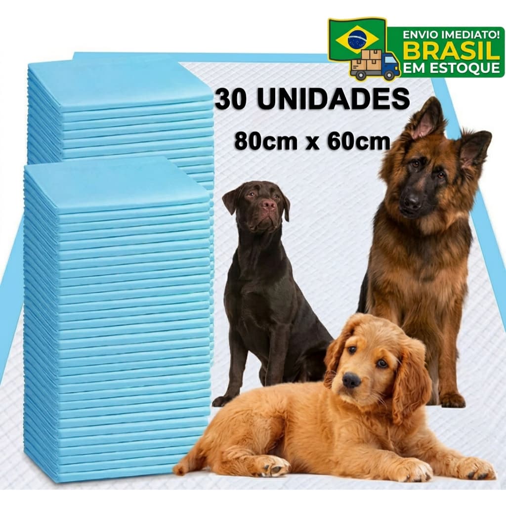 Tapete Higiênico Para Pet 80x60cm Cães Gatos Fraldas Descartável Com 30 Unidades