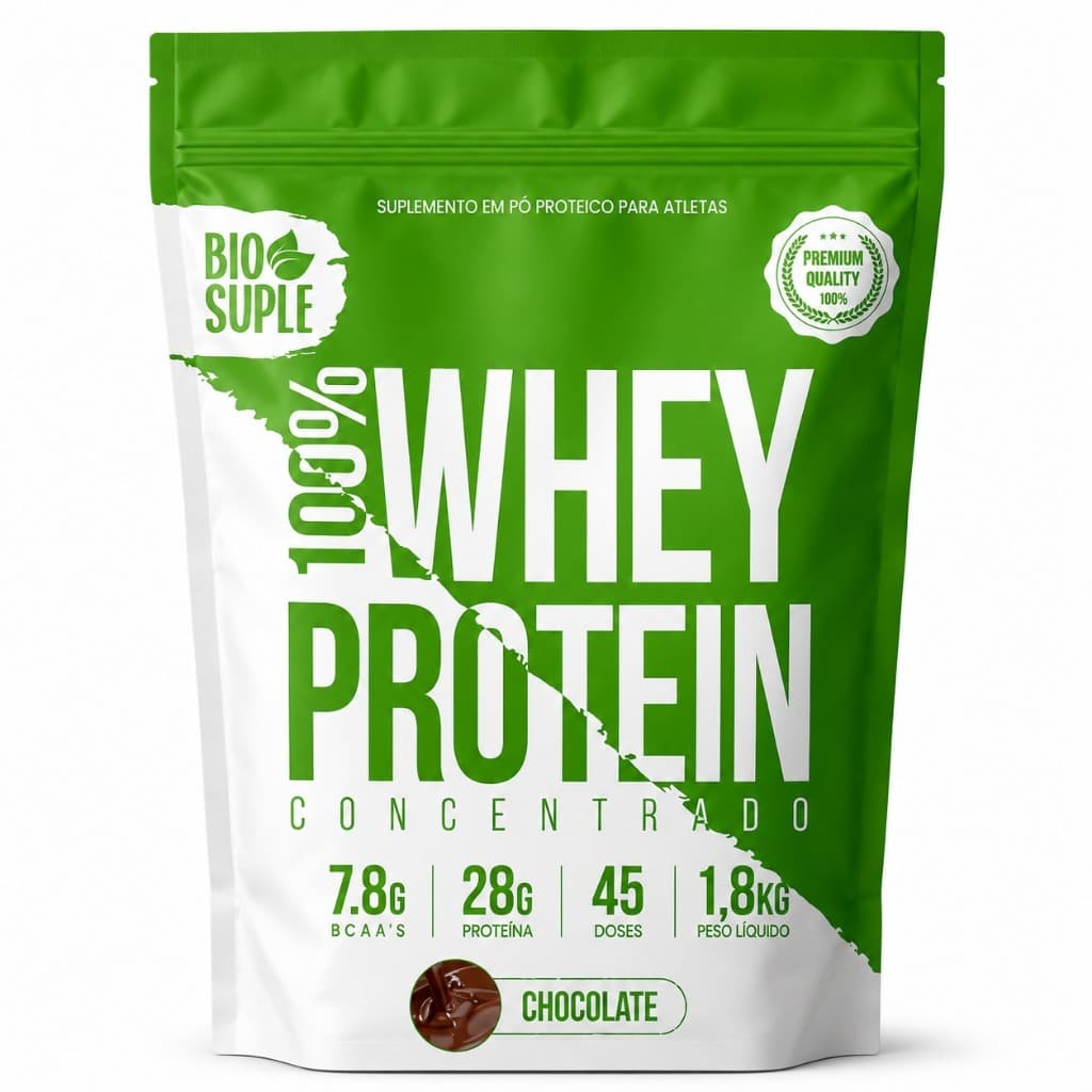 Whey protein 100% concetrado 1,8kg Bio Suple - Chocolate