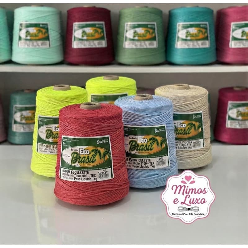 Kit Barbante ecoBrasil fio 6 1Kg Kit com 2 unidades da Mesma Cor para Crochê e Tapetes