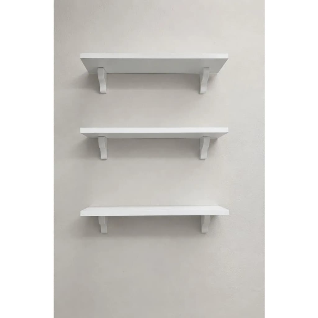 Kit 3 Prateleiras Multiuso Branca Parede 60x22cm Com Suporte