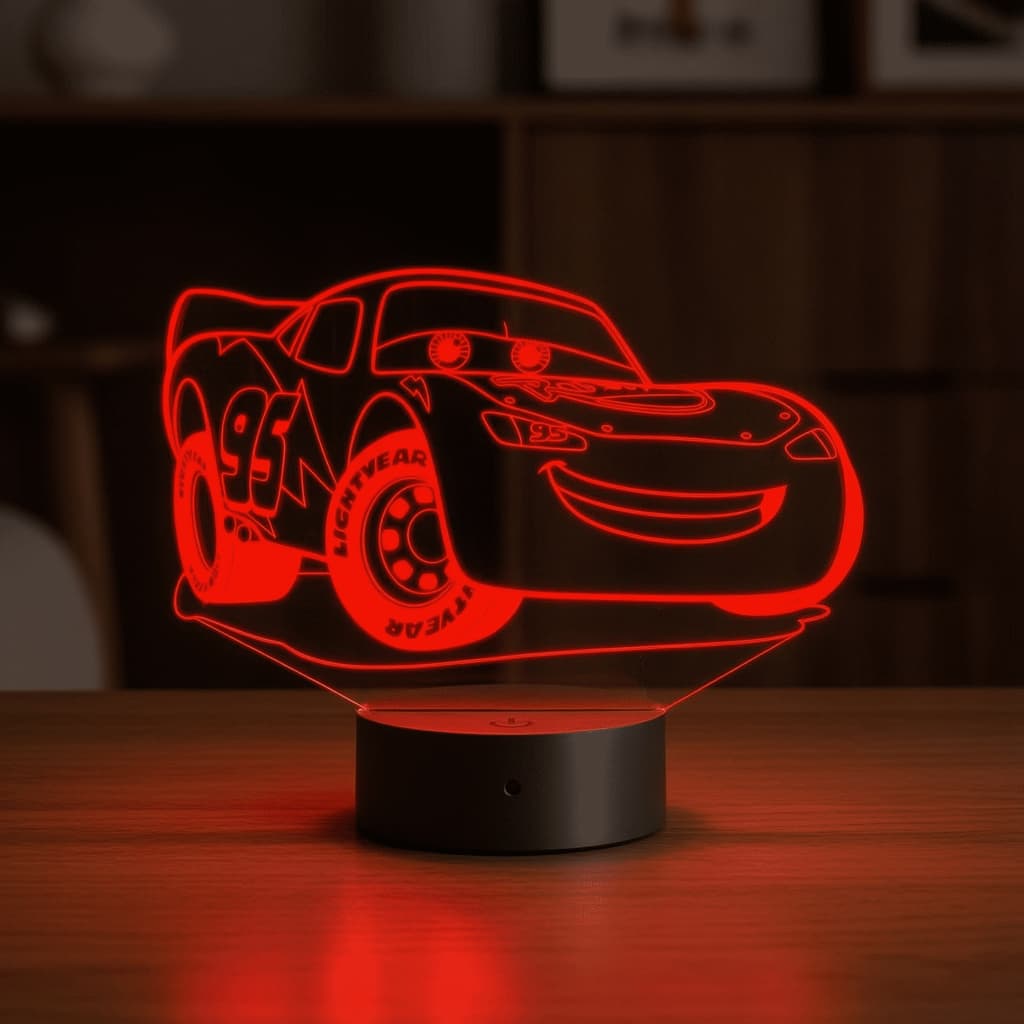 Luminária Led 3d | Carros Relâmpago Mac Queen | Abajur Presente Criativo Decoração Multicores