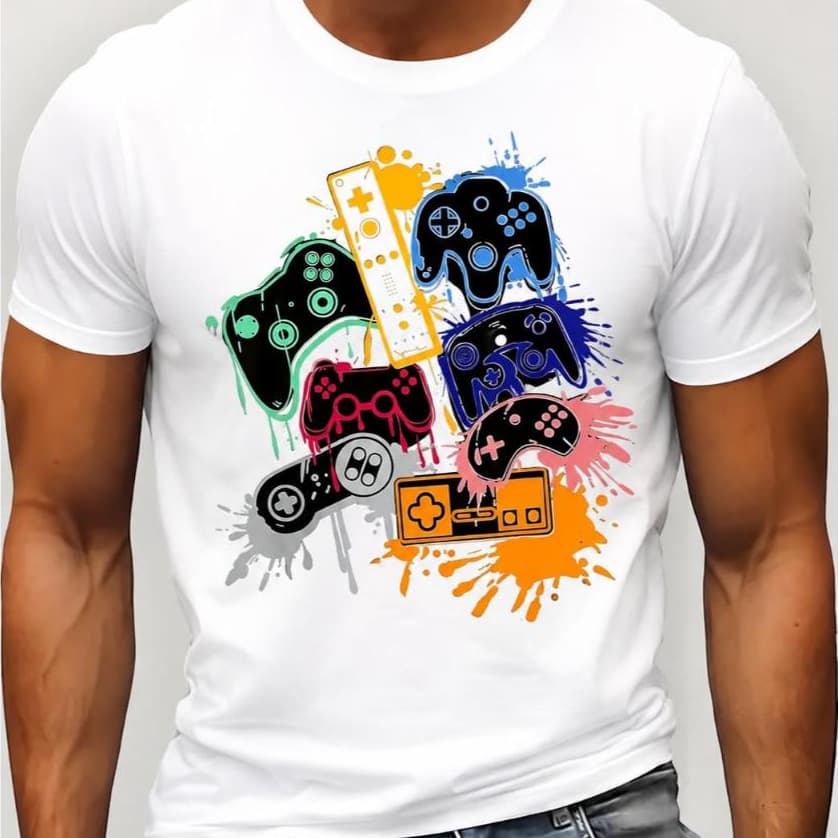 Camiseta Gamer Videogame Masculina T Shirt Camisa Geek Controle Estampa Moderna 100% Algodão