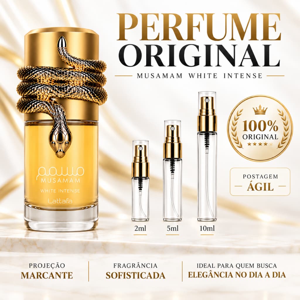 Musamam White Perfume Árabe Feminino - 100% ORIGINAL - Importado - Alta Fixação - Alta Projeção - Amadeirado / especiado