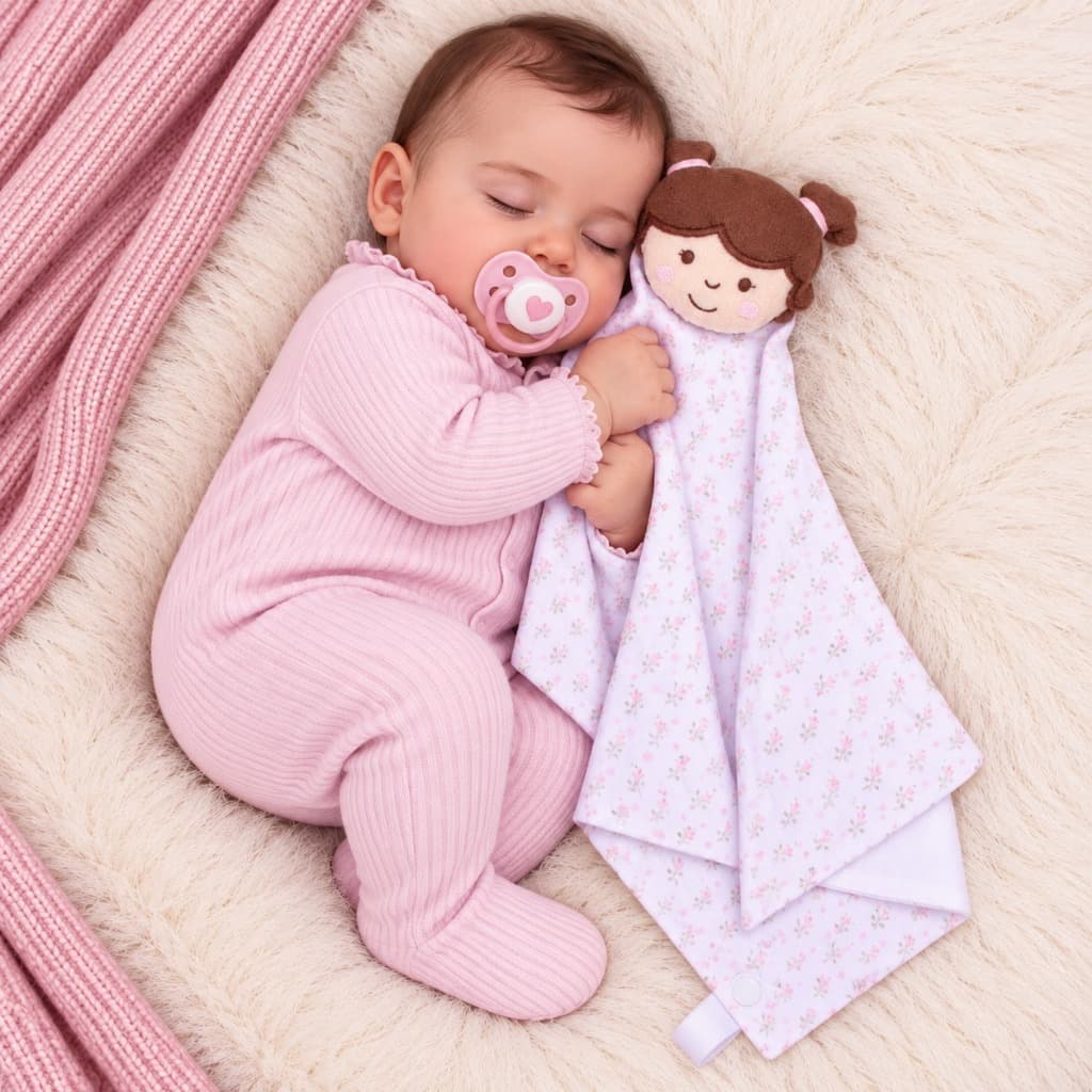Naninha para bebe menina Pelucia Bichinhos com Prendedor de Chupeta