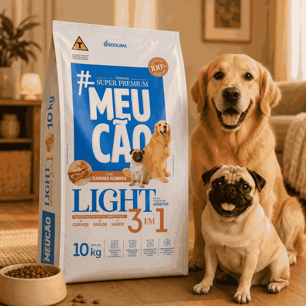 Racao Para Caes Obeso Super Premium Cachorro Light Meu Cao Sabor Carnes Nobres 10kg