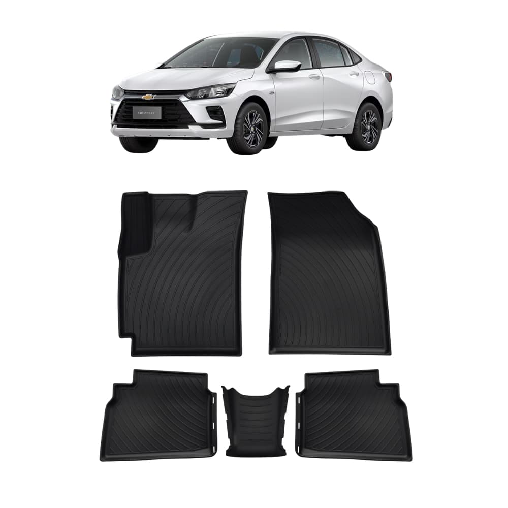 Jogo Tapete Bandeja Dianteiro e Traseiro Automotivo Borracha Grid Chevrolet Onix Plus 4 Portas 20 21 22 23 24 25 26