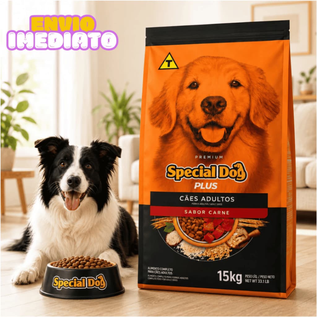 Ração para Cachorro Adulto Carne Plus 15kg SPECIAL DOG PLUS PREMIUM  - Envio Imediato