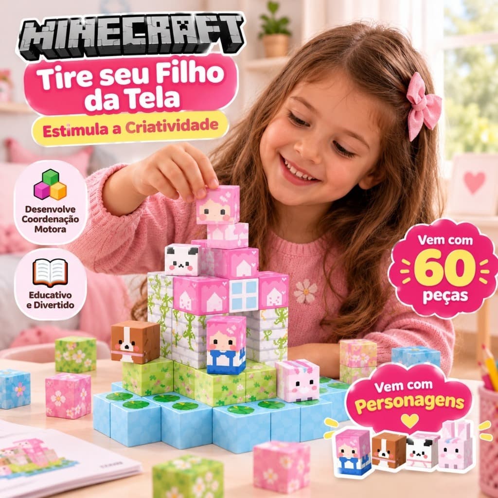 Brinquedo Blocos Magnéticos Infantil Educativo Kit Castelo da Princesa Craft de Montar Criativo STEM