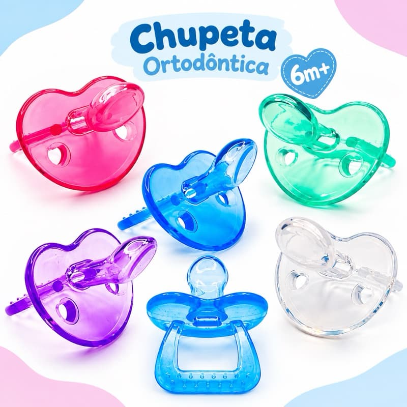 Chupeta de Silicone Para Bebê Bico Chato (ortodôntico) Tamanho 2 Menino e Menina