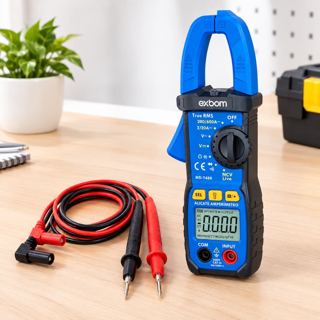 Alicate Amperímetro Multímetro Digital True RMS Garra 20mm Medição Elétrica Profissional RWS 600V AC