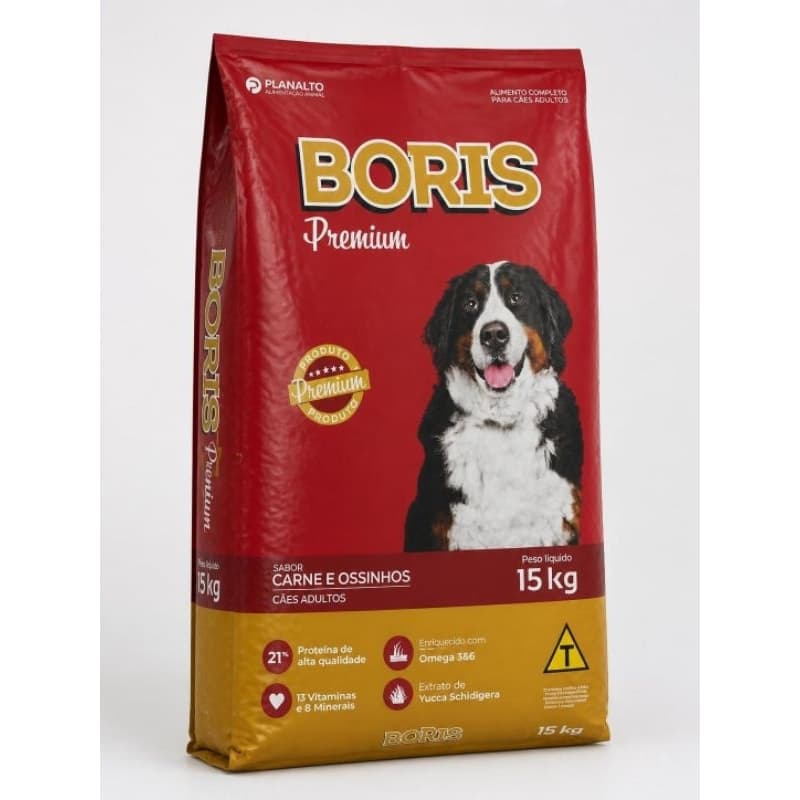 Ração Bóris Premium 15kg Carne Ossinho para cães cachorro adulto